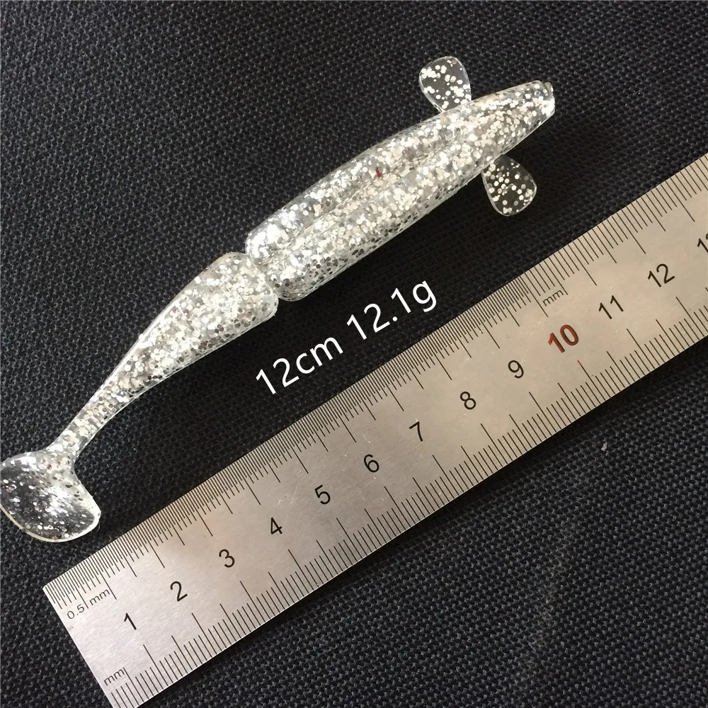 1 unidad de cebo suave de gusano Shad de 12cm y 12g, cola en T, Jigging Wobblers, aparejos de pesca, Lucio, Swimbait de silicona artificial - imagen 2