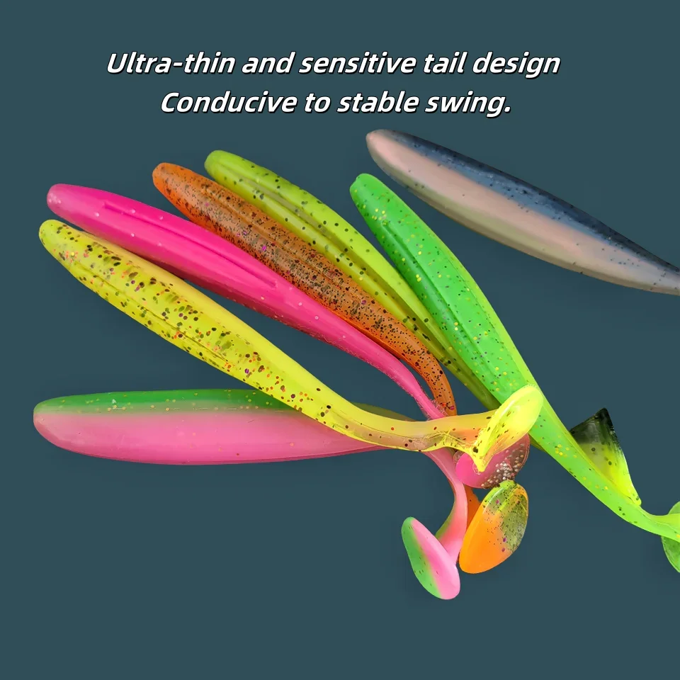 MUKUN 5 uds 12cm 8,5g Swimbait de cola en T cebo de gusano suave de silicona señuelo Artificial Wobbler para aparejos de pesca de mar o agua dulce - imagen 2