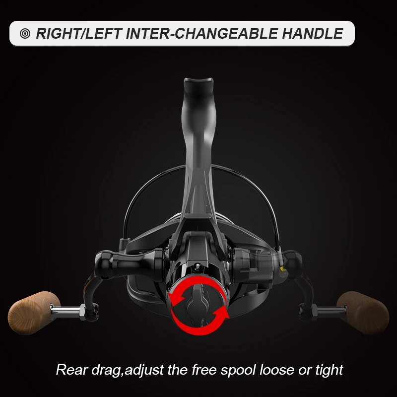 Carrete de pesca serie MEREDITH-GEMINI, sistema de arrastre delantero y trasero, carrete giratorio de agua dulce, doble freno, 10 + 1BB, arrastre de 9kg, nuevo - imagen 4