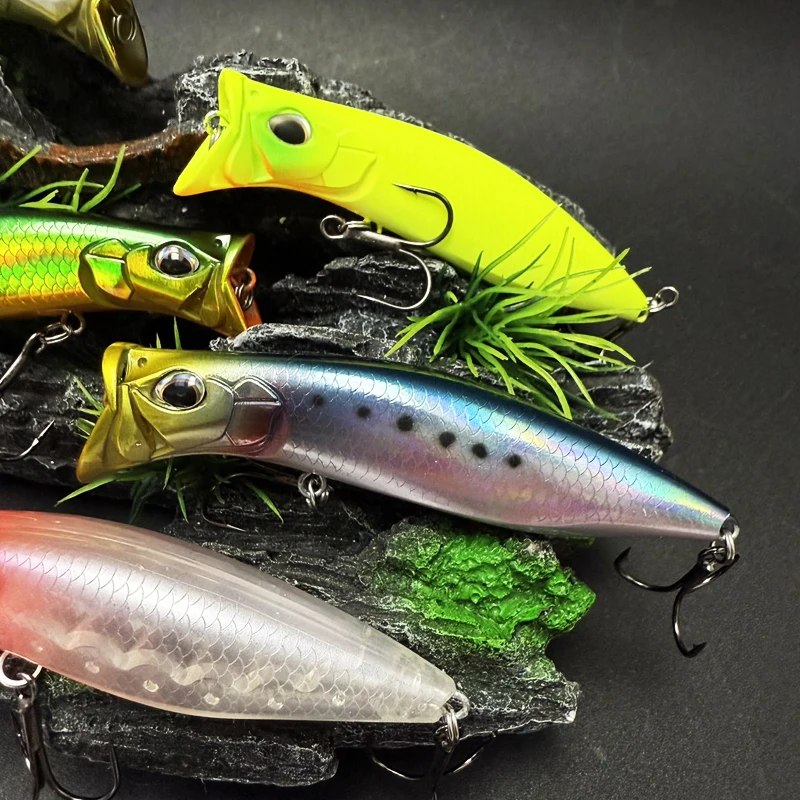 Señuelos de Pesca Topwater Poppers 80mm 12,6g superficie cebo duro lubina Lucio Isca Pesca Wobblers accesorios de Pesca Artificial 9185 - imagen 3