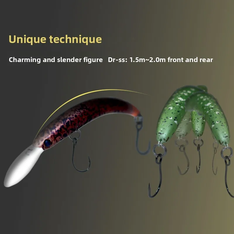 MUKUN-cebo duro Mino con doble gancho, parte trasera curvada que se hunde, 5,5 cm/3g, señuelo biomimético para lubina de agua dulce - imagen 4