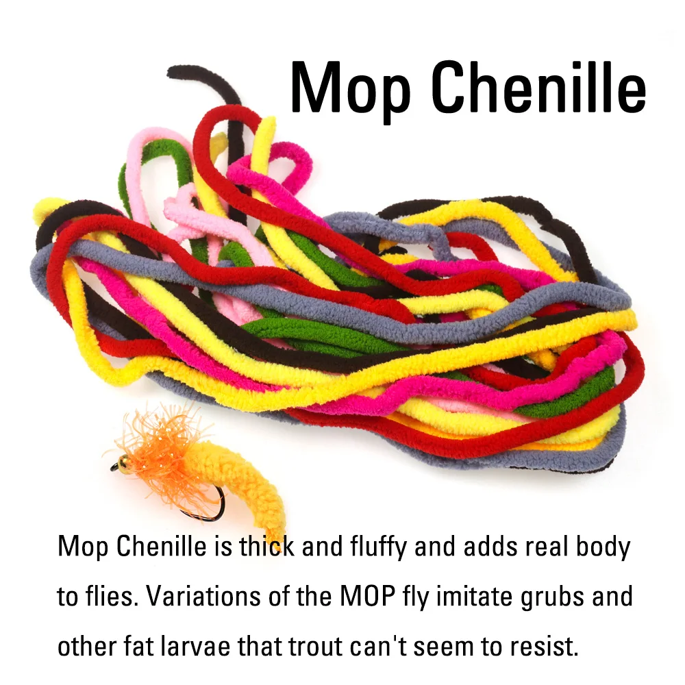 ICERIO-mopa para atar moscas, chenilla Fluo para Mosca de piedra, Material de anudado de larvas de ninfas de Caddis, 1 metro, 8 colores brillantes - imagen 2
