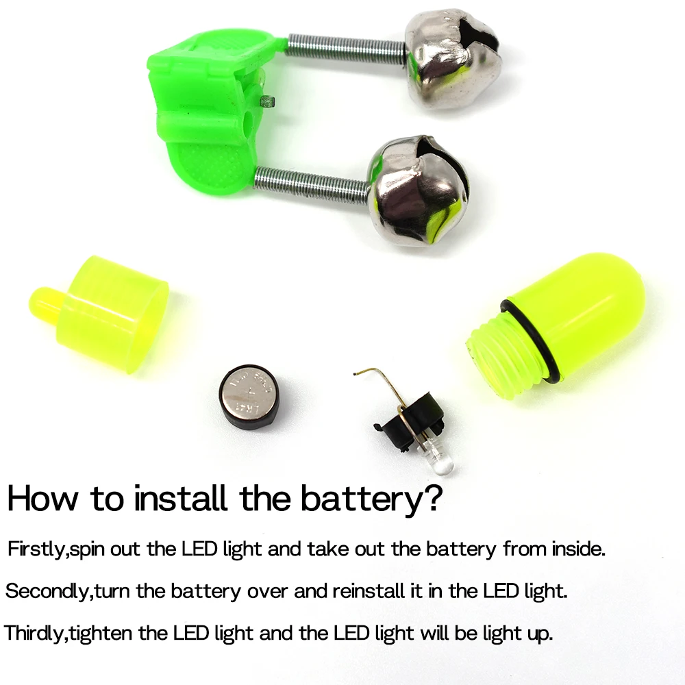 MNFT Led Night Fishing Rod Bite Bait Alarm Light Twin Bells Clip Alerter Sea Fishing Practical Tools 10Sets/20Sets/30Sets - imagen 5