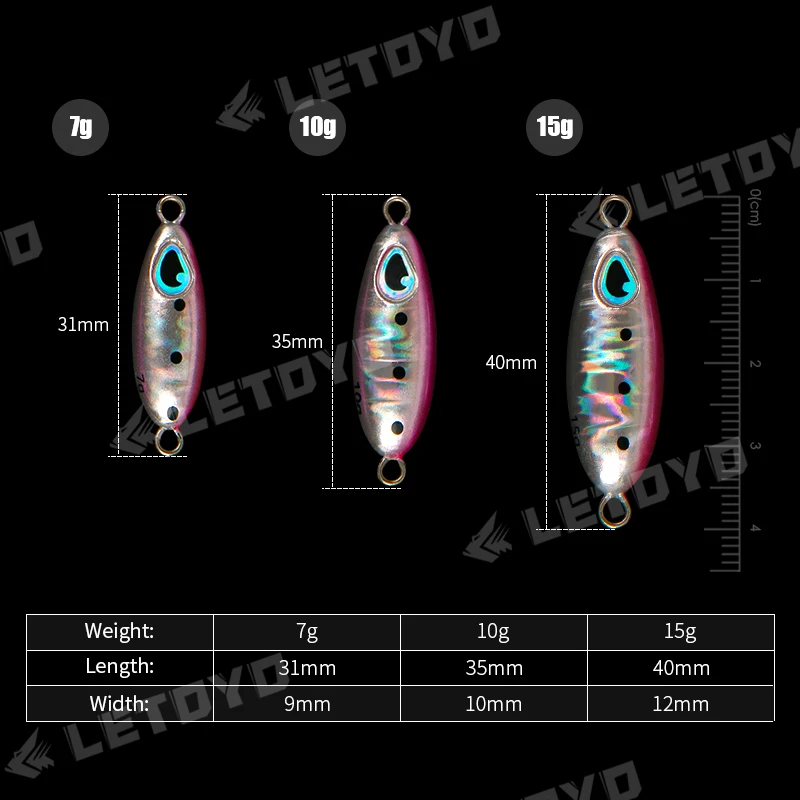 LETOYO, 7g/10g/15g, señuelo de pesca de agua salada, cebo Artificial de hundimiento, cuchara Jigging de fundición a tierra, plantilla de Metal de caída lenta - imagen 2