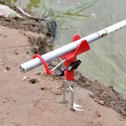 Soporte para caña de pescar de acero inoxidable, soporte para caña de pescar ajustable, azul y rojo, soporte para suelo de pesca de 360 grados, accesorios de pesca