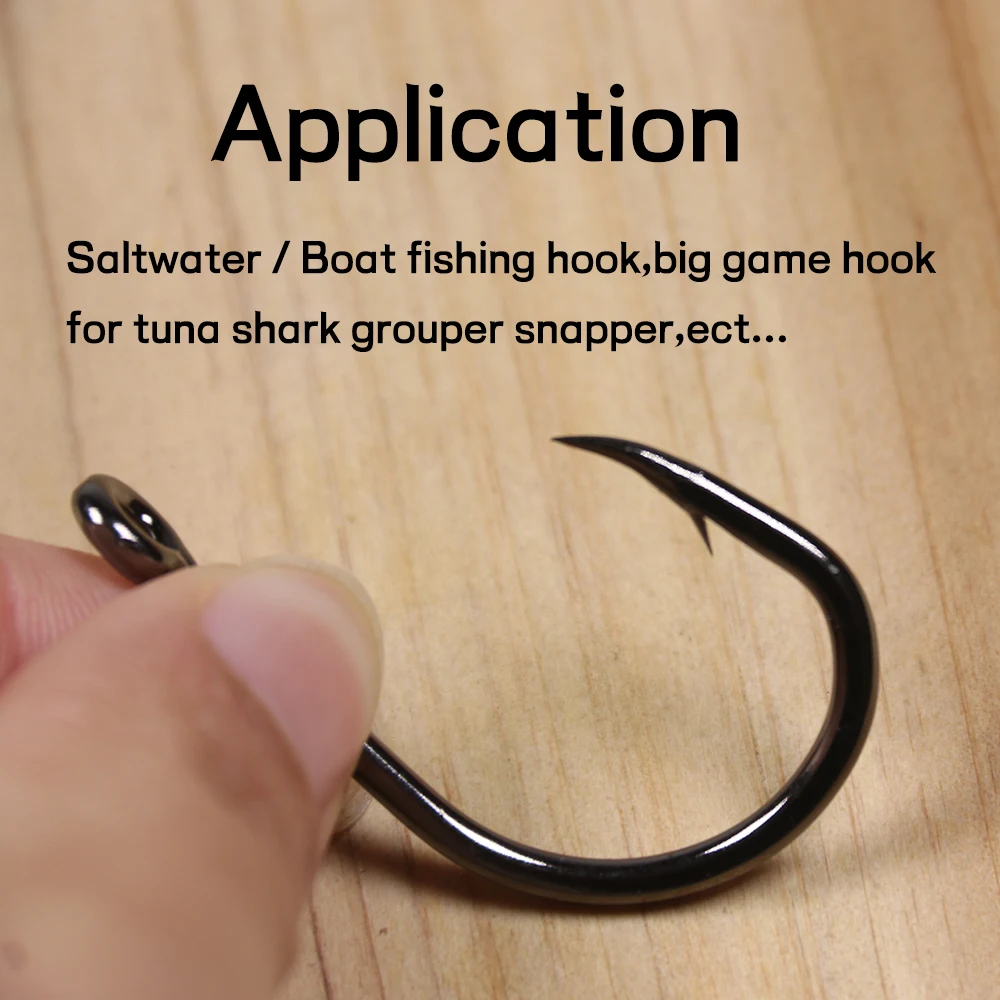 Lionriver 4X gancho de cebo vivo de alambre fuerte, anzuelos de pesca afilados con púas de acero rico en carbono, pesca en agua salada para atún, tiburón y lubina - imagen 5