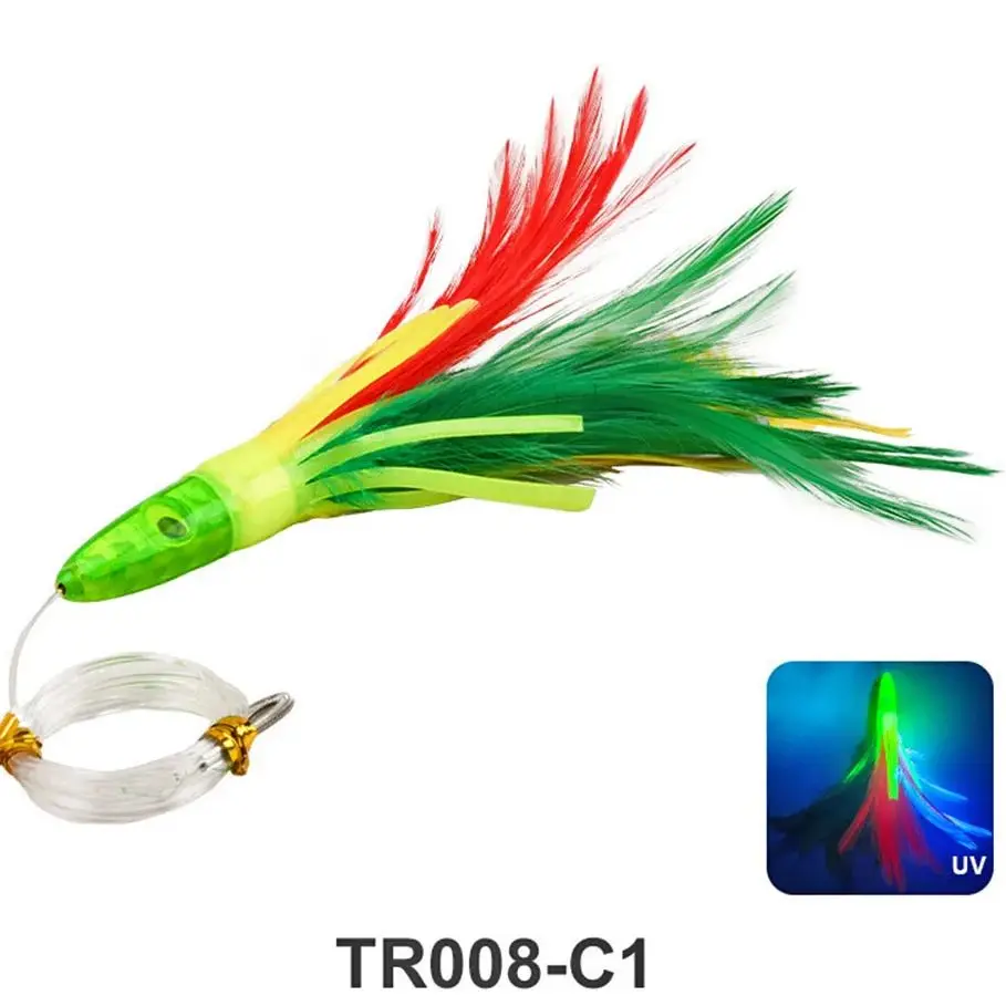 6,5 "46g cabeza de resina pulpo falda suave señuelo de curricán agua salada barco de aguas profundas pesca atún Wahoo Mahi Marlin cebo grande - imagen 4