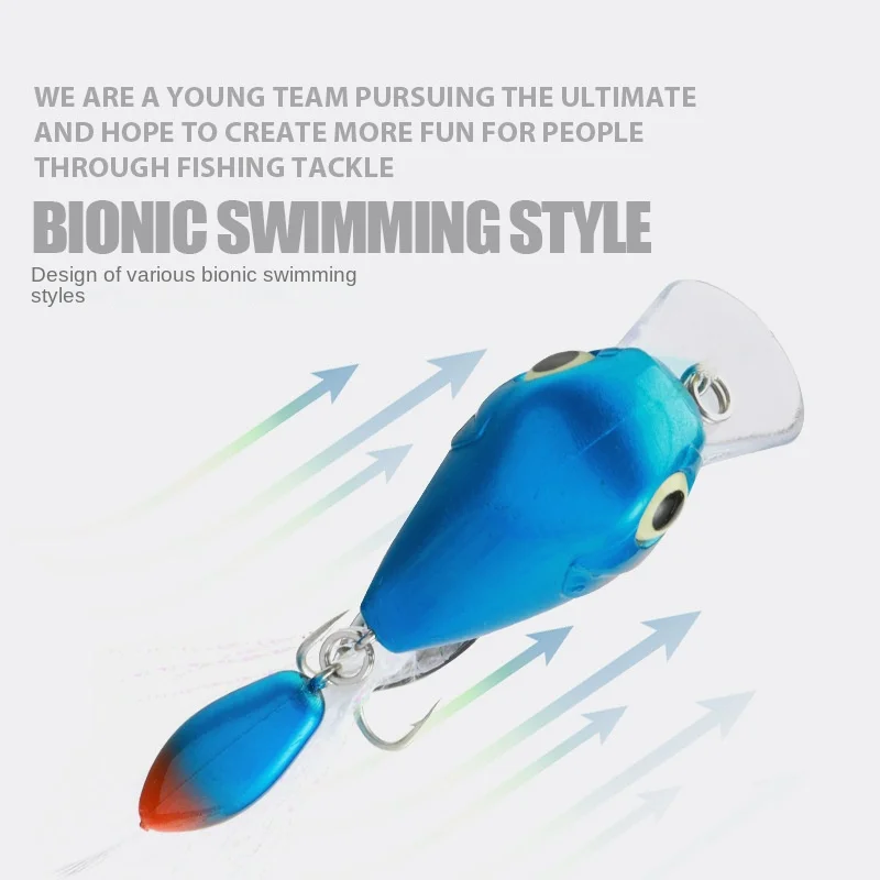 Señuelos de Pesca con micropañal, Wobblers flotantes de manivela, placa de lengua, cuchara giratoria con pluma, trucha, señuelo Crankbait leurre peche en mer flottant surface dur carnassier leure de pêche brochet - imagen 5