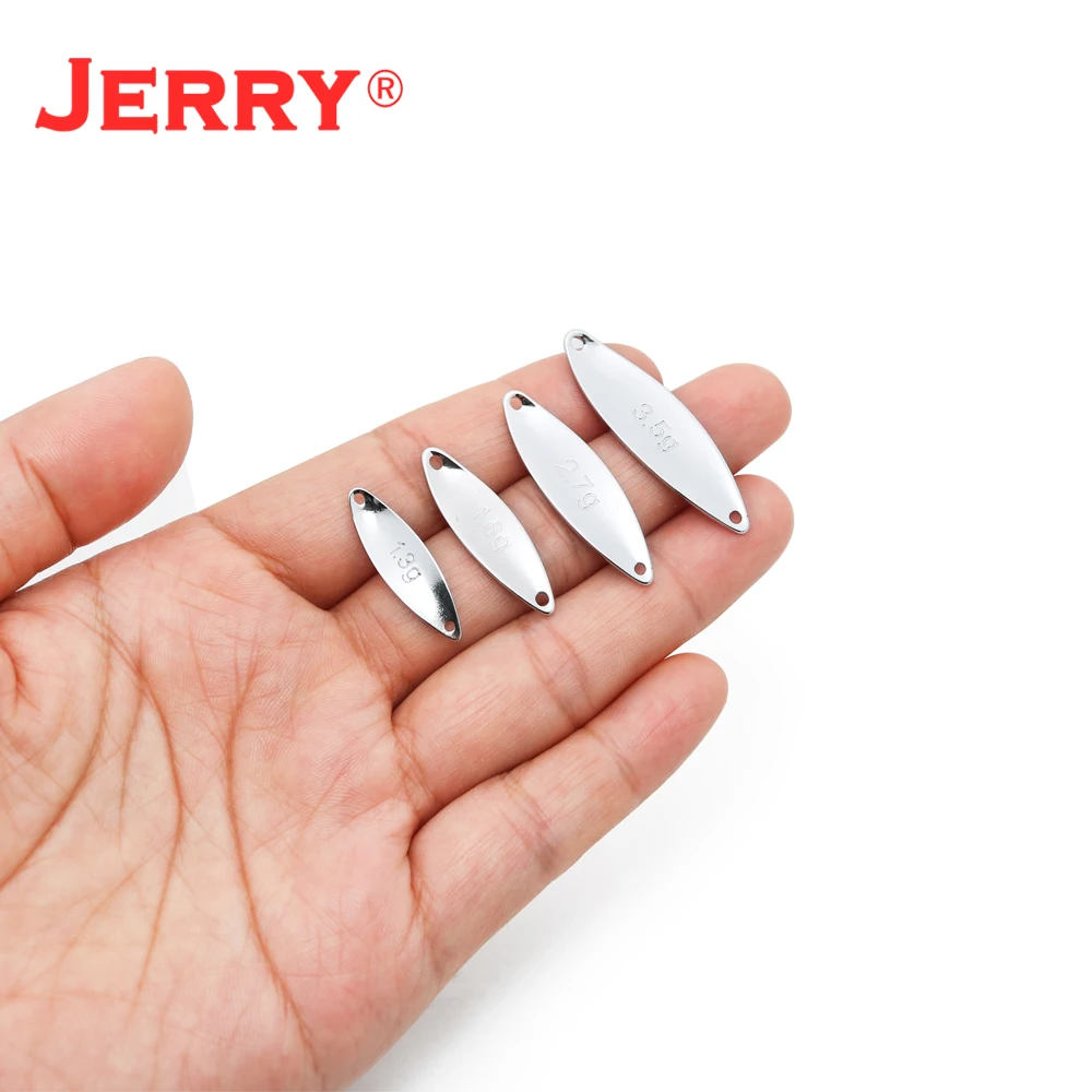 Jerry Leo 50 Uds 1,2g 1,6g 2,6g 3,4g cuerpo en blanco área sin pintar cucharas para trucha señuelos de pesca giratorios ultraligeros brillos