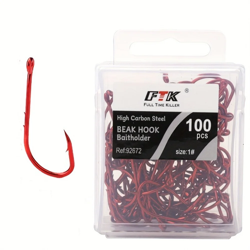 FTK Anzuelos rojos para carpa y gusano con vástago y cebo vivo - imagen 2