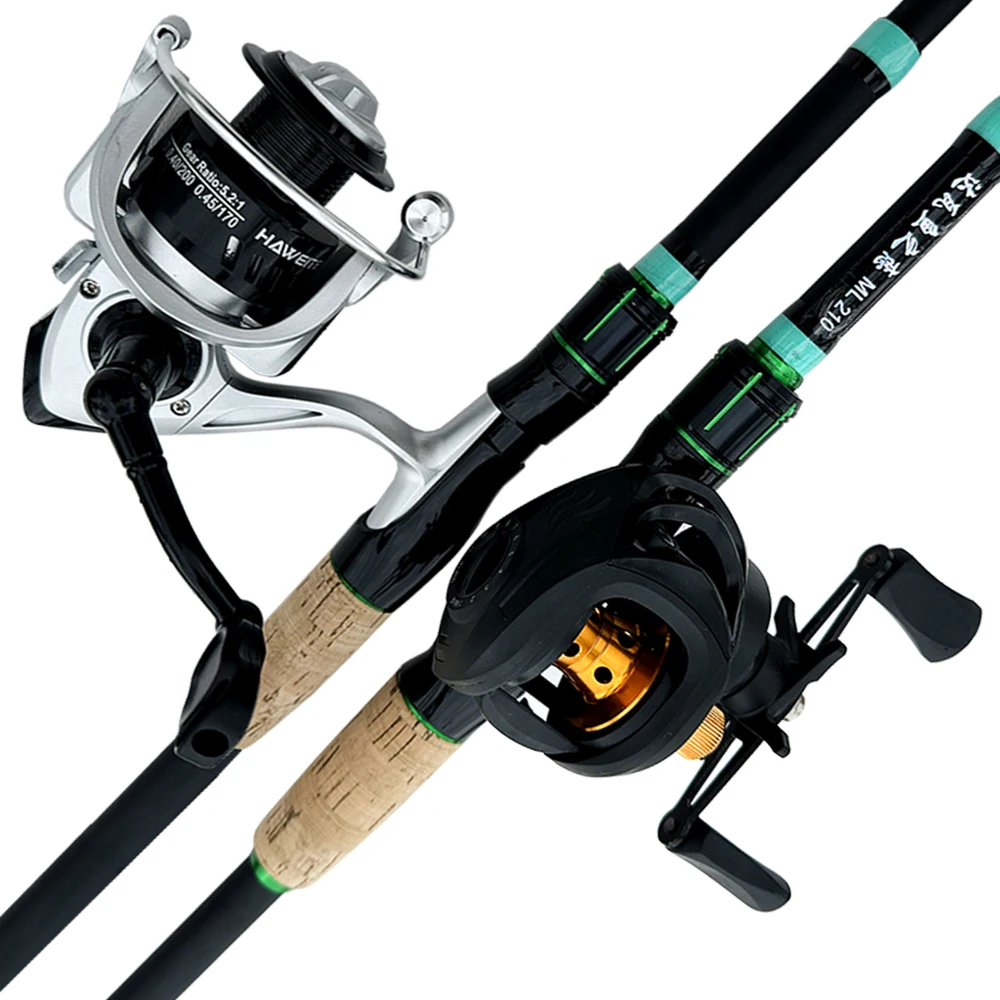 Combo de caña de pescar giratoria, caña de carbono ultraligera de 1,8/2,1 m, relación de engranaje de velocidad 5,2: 1/7, 2:1, carrete de Baitcasting para aparejos de pesca de carpa - imagen 3