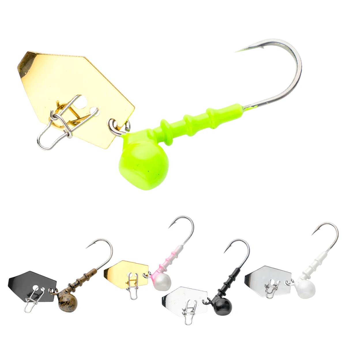 5 uds/pkt anzuelo con cabeza de anzuelo con spinner 9g anzuelo de señuelo DIY anzuelo de señuelo suave Spinner para gusano suave Wobbler señuelo aparejos de pesca