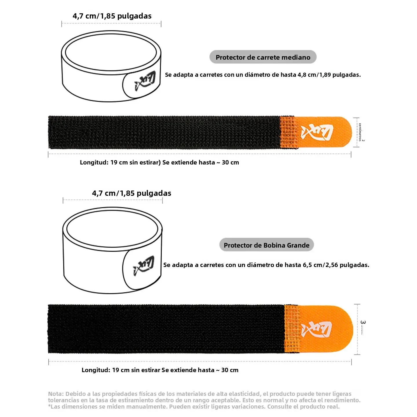 Carrete de Velcro para niños, cinturón de carrete, soporte de sedal de pesca ajustable, fijador de línea protectora de carrete giratorio, adecuado para la mayoría de carretes, 2 uds. - imagen 2