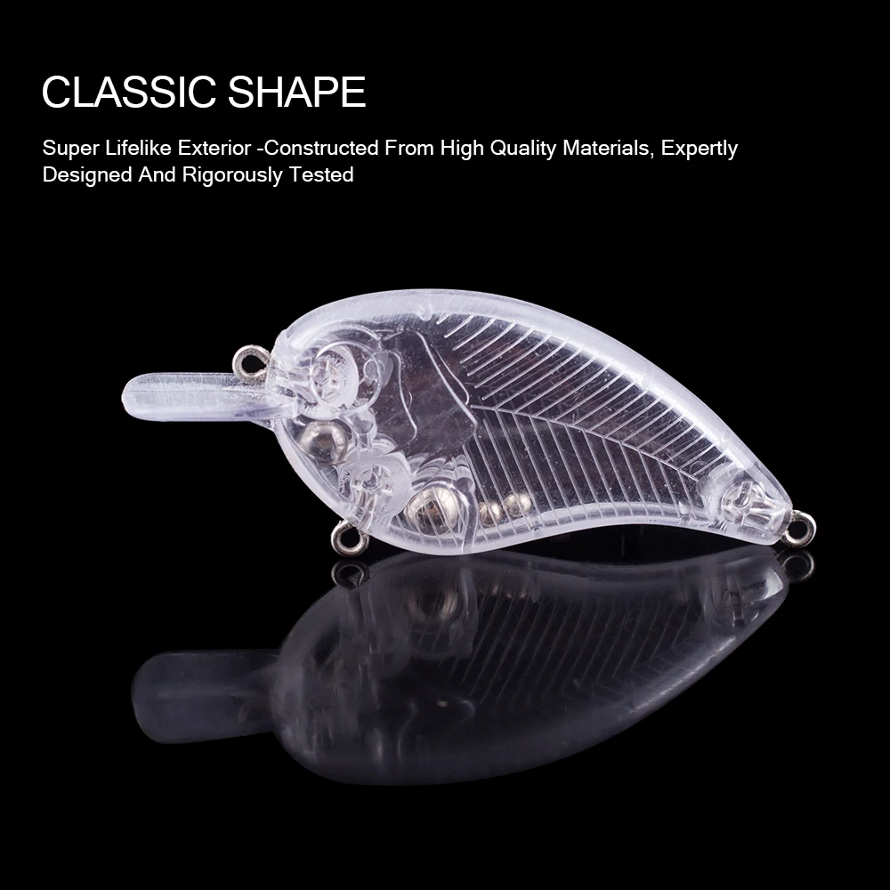 Hanlin Cebo Duro Sin Pintar Crankbait Cuadrado con Sonajero Flotante - imagen 4