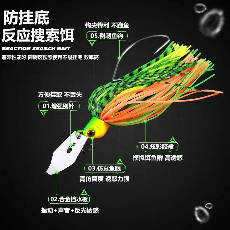 3 uds tablero de bloqueo de agua chico barbudo 14g 10cm lentejuelas giratorias gancho de plomo en forma de pez cebo falso biomimético para cebo de pesca negro - imagen 3