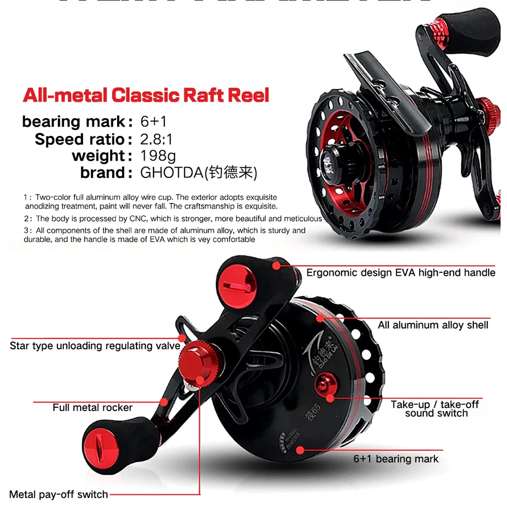 GHOTDA-carrete de pesca con mosca de aluminio, rueda de balsa de alta calidad, resistencia: 10 KG - imagen 5