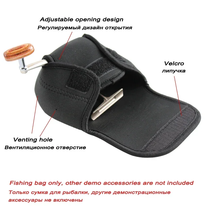 Bolsa de pesca S/M/L, cubierta de carrete de pesca giratoria, funda protectora de rueda de neopreno, bolsa de carrete impermeable, almacenamiento para accesorios de pesca - imagen 4