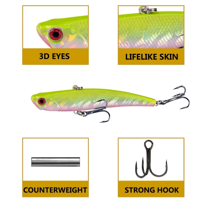 Señuelo de pesca VIB, cebo artificial, Wobbler de vibración, capa de natación completa, Vibe de 9,5 cm, cebos duros, Vibe de hundimiento, 1 pieza, 23G - imagen 3