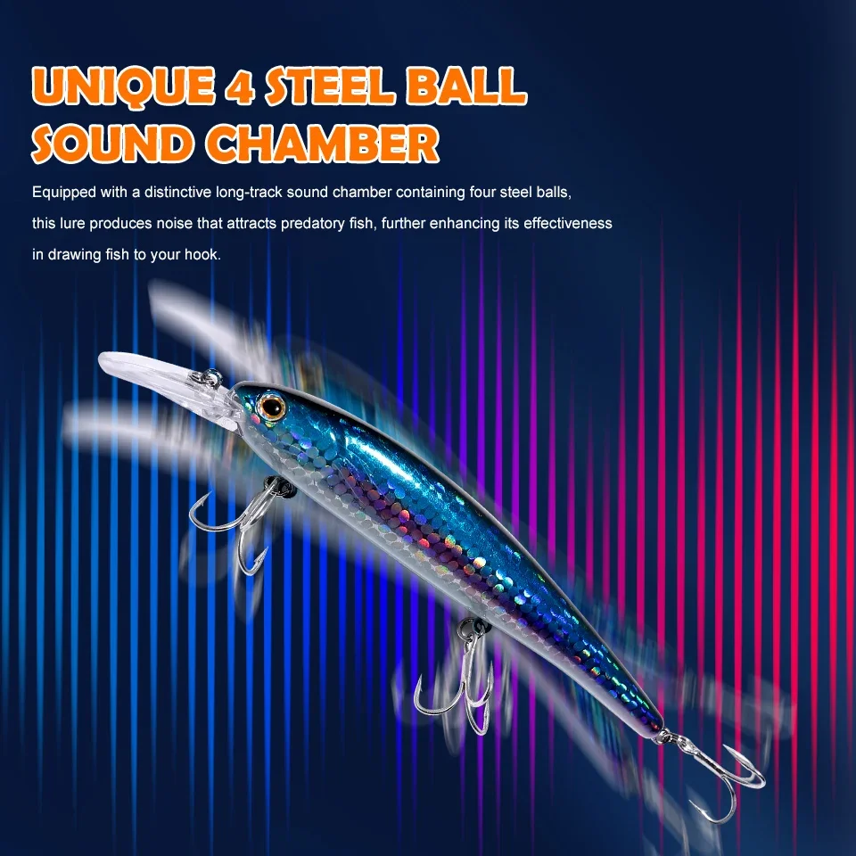 Señuelo de Pesca flotante Minnow, anzuelo triple, aparejo de Pesca Jerkbait, Lucio Swimbait, Wobbler, manivela, cebo Artificial Topwater, 17g, 19g - imagen 3