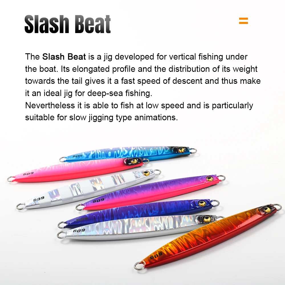 JIGGING PRO 60g 80g 100g Slash Beat plantilla de Metal agua salada señuelo de Jigging Vertical plantillas de pesca luminosas aparejos de pesca - imagen 5