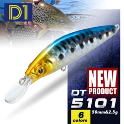 Señuelo de pesca D1 Hardcore LG Minnow, 50mm/2,5g, de hundimiento Jerkbait Wobbler, cebo duro Artificial 50S para aparejos de trucha y lubina
