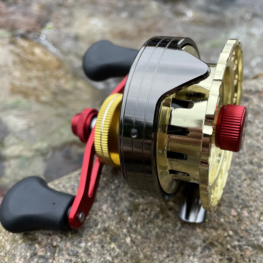 Mini carrete de pesca en hielo ultraligero, 205g, carretes de mano de balsa, rueda de pesca con mosca, aparejos de Metal para trucha, lubina, carpa, Lucio, Panfish - imagen 3