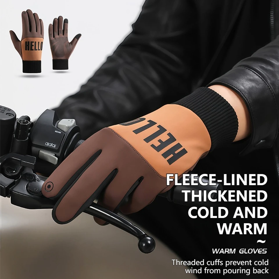 WALK FISH-guantes de pesca para mantener el calor, forro polar grueso, resistente al viento, impermeable, pantalla táctil, deportes, correr, conducir al aire libre, invierno - imagen 3