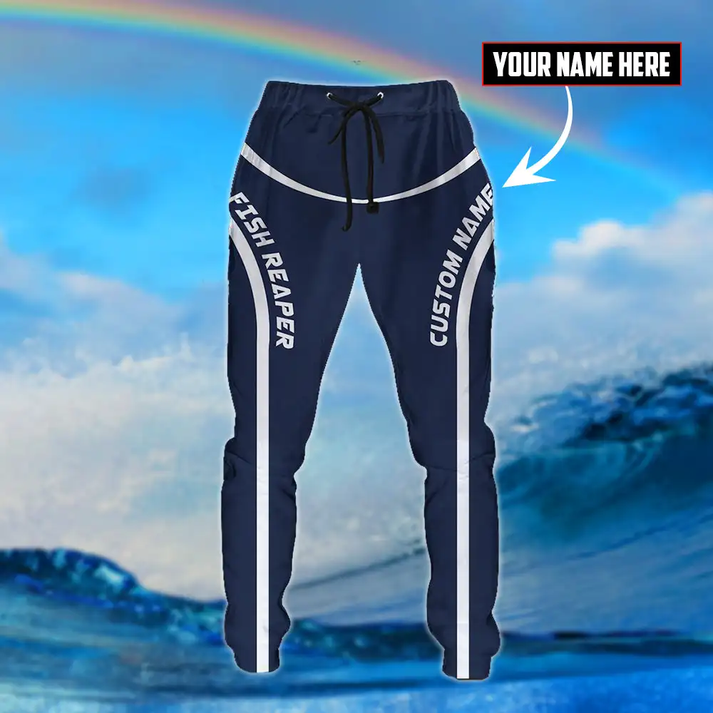Nombre personalizado Marlin pesca 3D impreso hombres conjuntos Sudadera con capucha y pantalones otoño ropa deportiva Unisex Casual calle chándales ropa masculina TZ-08 - imagen 3