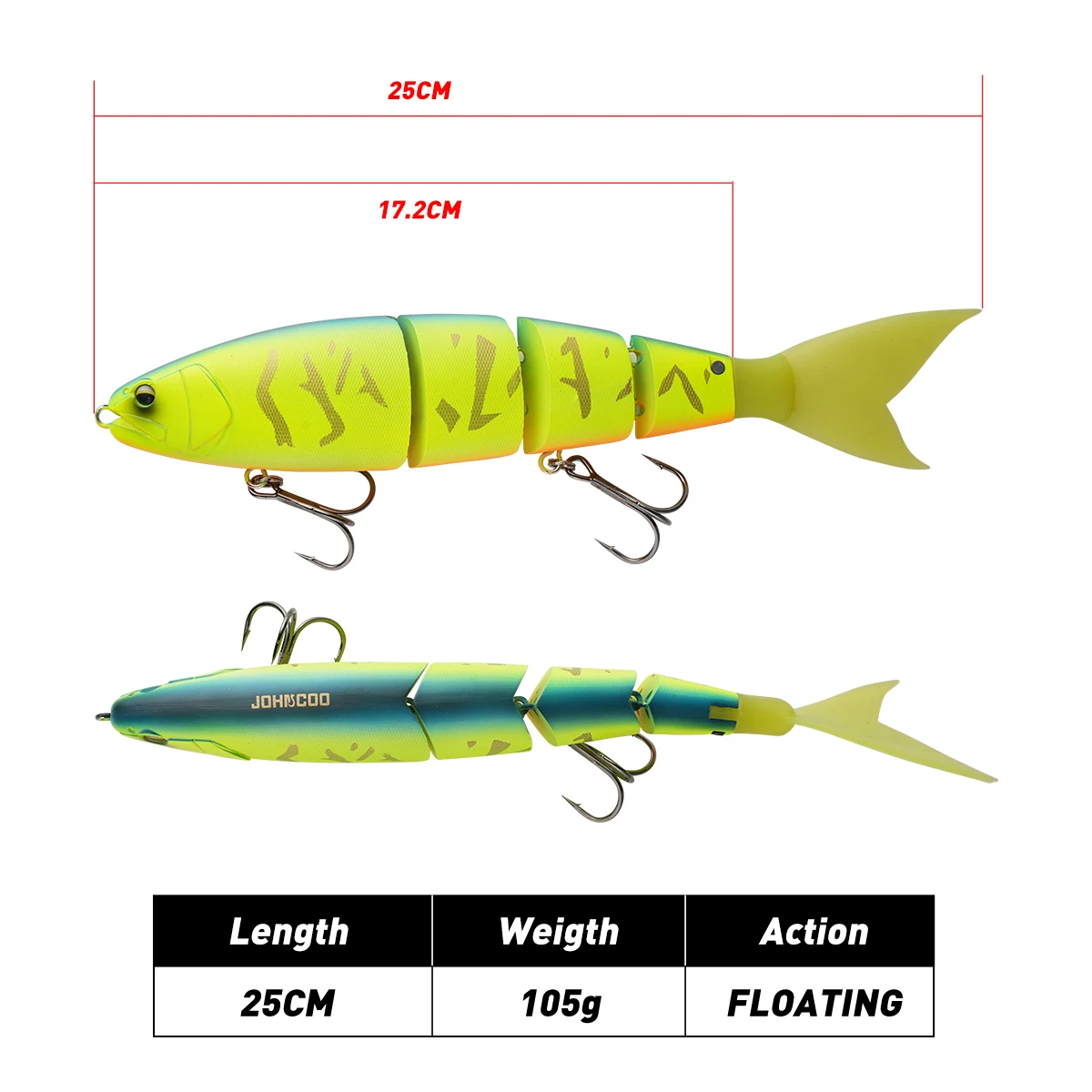 Johncoo 4 secciones señuelo de pesca para natación señuelo de pesca articulado cebo depredadores 25cm 105g señuelo flotante Wobblers - imagen 3