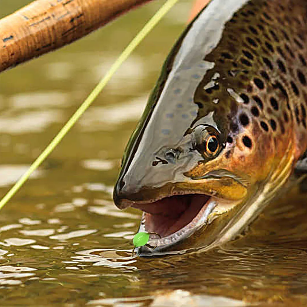 MNFT 10 Uds pesca con mosca señuelos biomiméticos trucha huevo fregadero cebo anzuelos realista 3D flotante hundimiento señuelos con 5 colores vibrantes - imagen 5