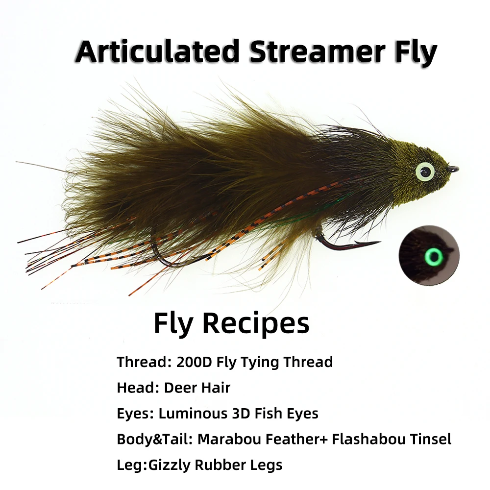 Wifreo, 2 uds., pesca con mosca, serpentinas de pelo de ciervo, juego grande articulado, cebo de pesca, señuelo para lubina, trucha grande, Lucio, Steelhead - imagen 2