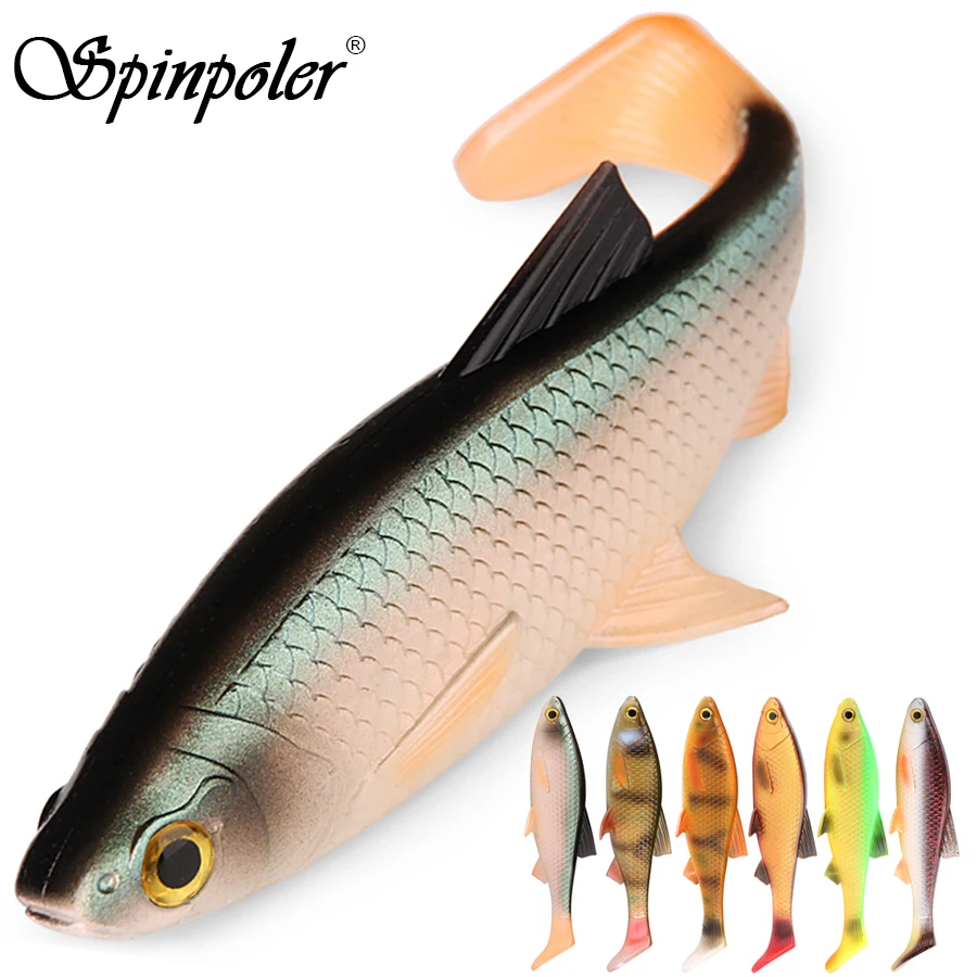 Spinpoler 3D río cucaracha paleta cola Swimbait señuelo de pesca suave 8cm 10cm 13cm Walleye perca lubina Pike cebo Artificial Wobbler