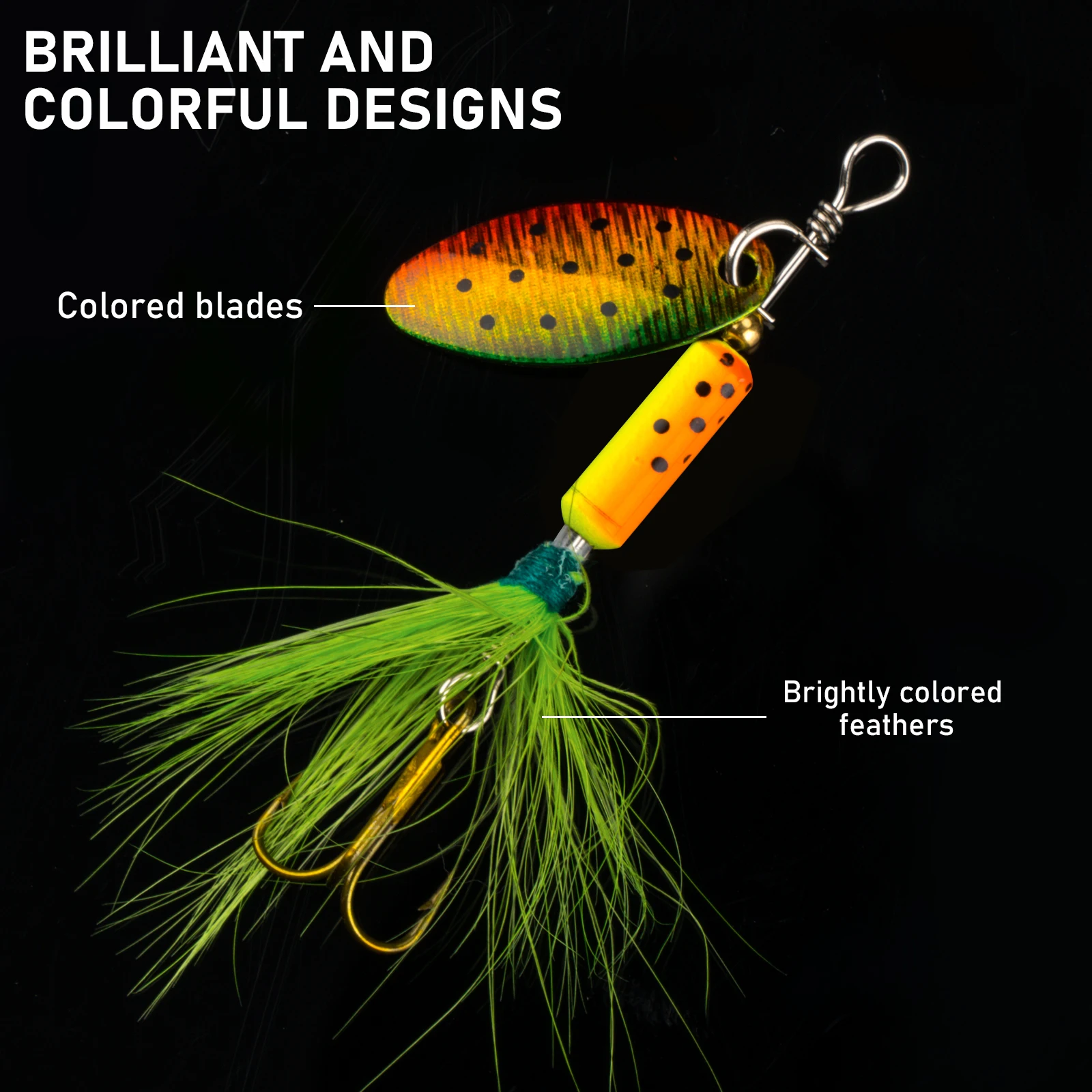 4 Uds Spinner cuchara señuelos 4g Spinner cuchara de Metal cebo de plumas para trucha Lucio cebos duros artificiales Crankbait con anzuelo triple - imagen 4