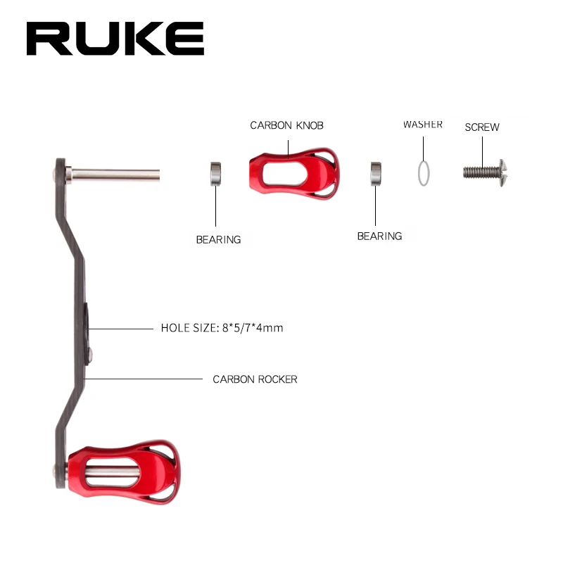 Ruke-mango de carrete de pesca, materiales de fibra de carbono para D/Ab, longitud de 105mm, tamaño del agujero 8*5/7*4mm para balancín de fundición, peso DIY 20g - imagen 5