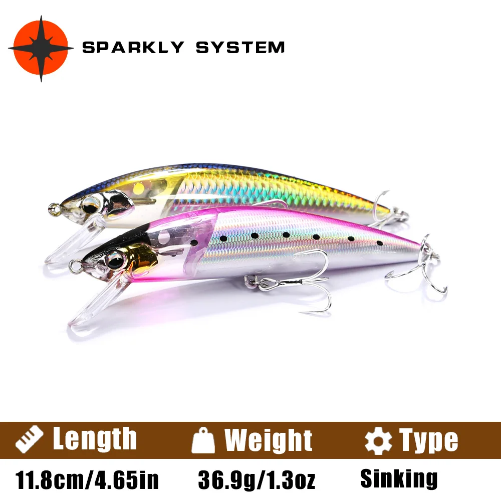 B & U peso pesado Minnow hundimiento Jerkbait señuelo de pesca de fundición larga agua salada lubina cebo Artificial de plástico aparejos - imagen 2