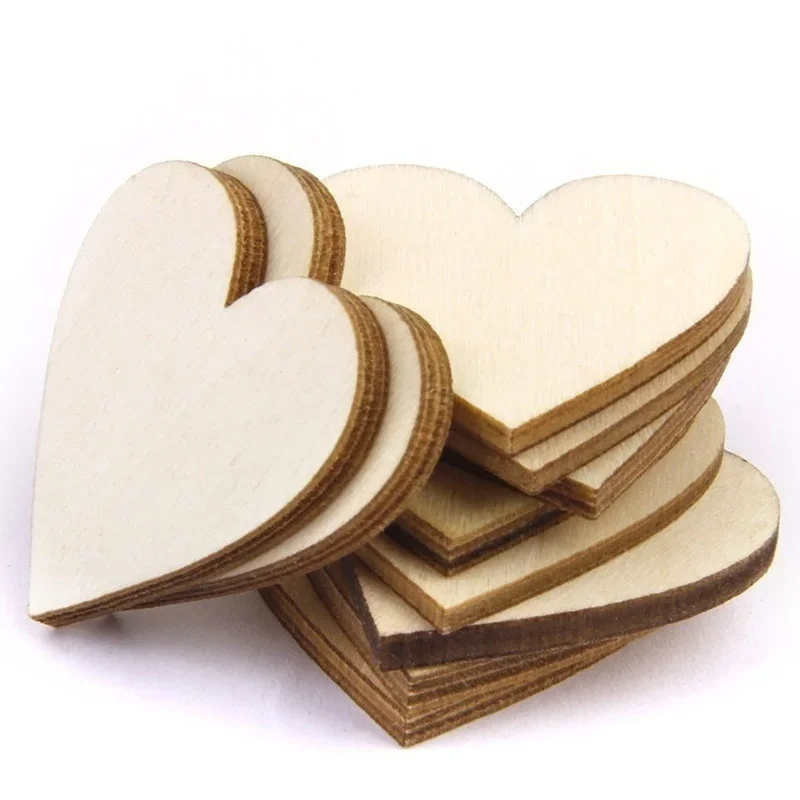Adornos de madera en forma de corazón para bodas y manualidades - imagen 2