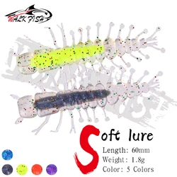 WALK FISH 5 unids/lote 1,7g 6cm PVC + TPR señuelo de pesca flotante simulación ciempiés cebo suave señuelos artificiales con lentejuelas láser
