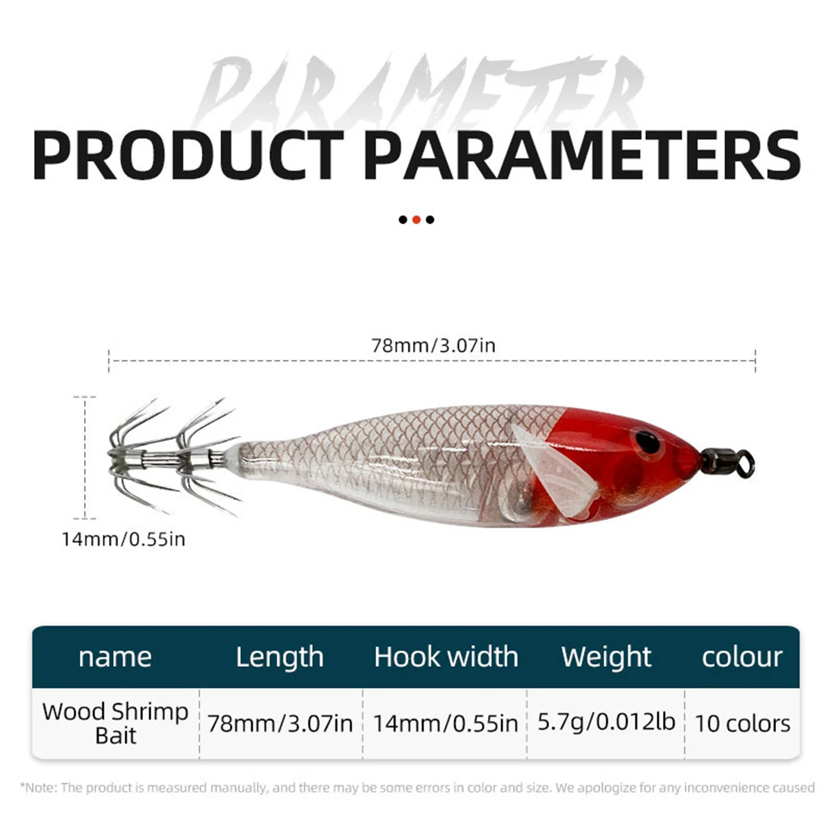 1 unidad de anzuelo luminoso de calamar, cebo, camarón, pulpo, sepia, plomo, camarón, 78mm/3,07 pulgadas, 5,7g/0,012lb, Señuelos de pesca, plomo - imagen 5
