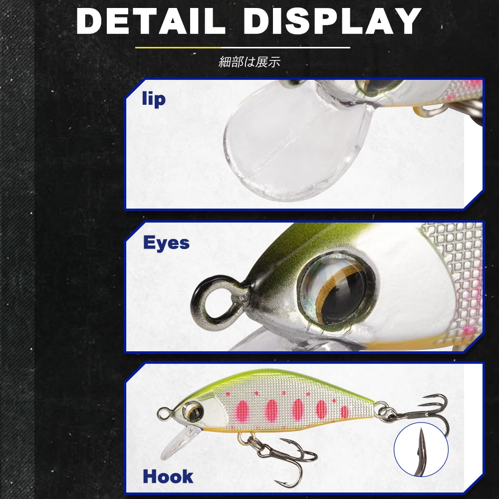 Señuelos de Pesca D1 Minnow, 45mm, 4g, cebos duros que se hunden, Mini Wobblers artificiales para trucha, perca de Pesca, lubina, aparejos de pesca DT5027 - imagen 5
