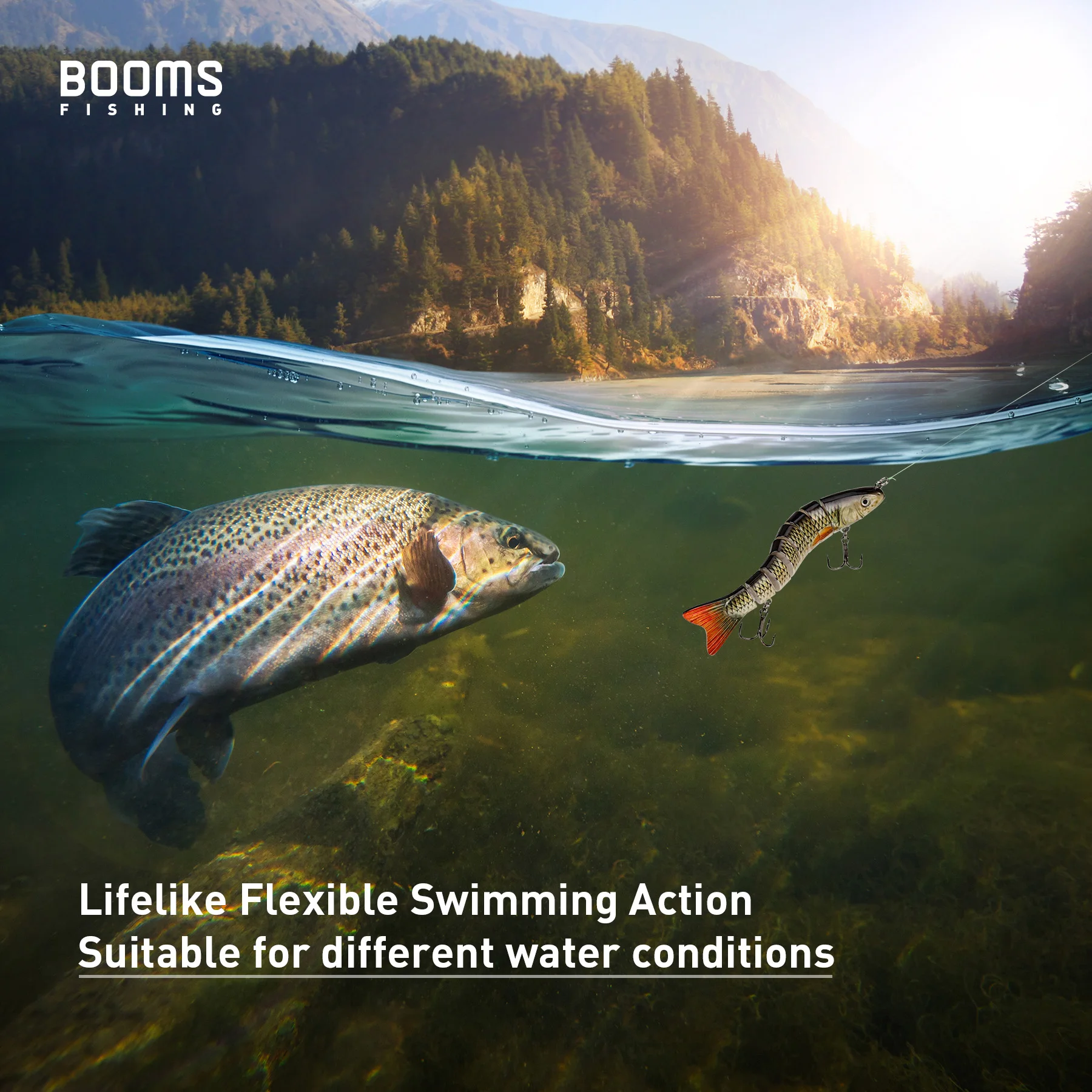 Booms Fishing MJ2 3 uds señuelos duros 10cm 29g Swimbait cebo anzuelo señuelo de pesca hundimiento lento biónico segmentado aparejos oscilantes cebo - imagen 5