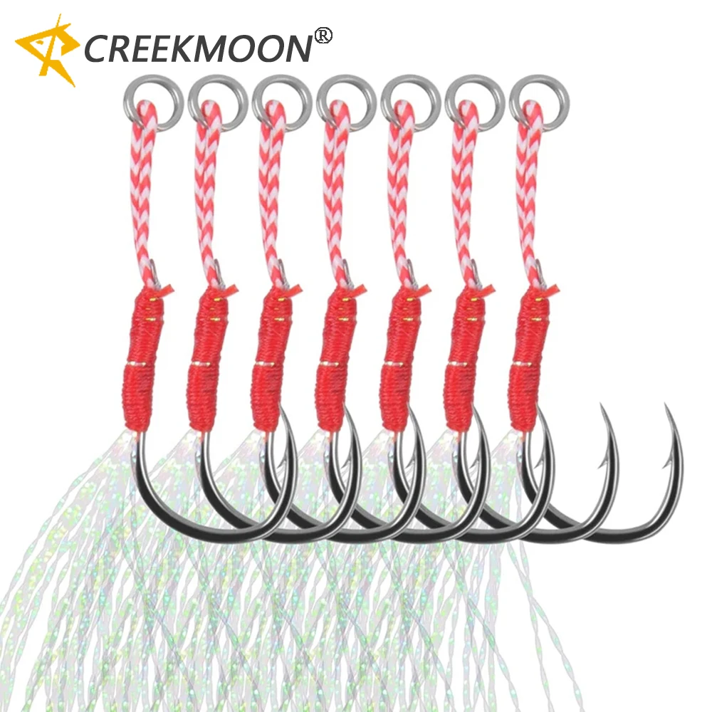Anzuelos Assist con plumas y barra – Acero al carbono para pesca lenta