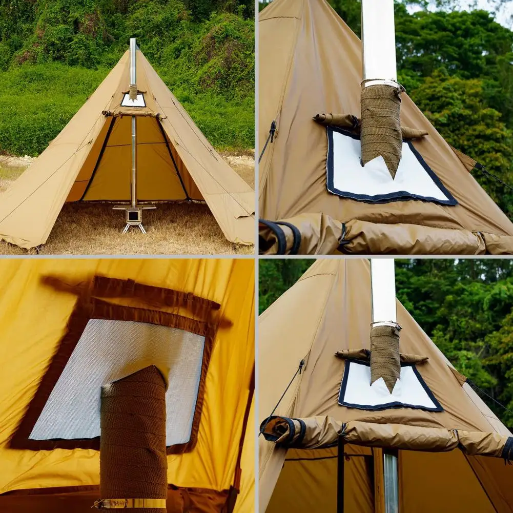 Cinta ignífuga con 2 abrazaderas, envoltura de aislamiento de escape ajustable, tubo de estufa, envoltura de tubo ignífuga para línea eléctrica - imagen 3