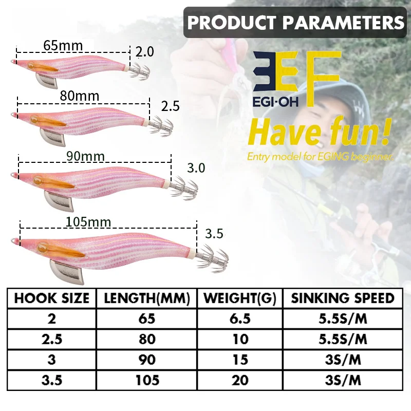 YAMASHITA-gamba de madera luminosa EGI-OH F, plantilla de calamar, cebo de pesca de calamar, señuelo de pesca de barco de mar, 2/2, 5/3/3,5, 6,5g/10g/15g/20g - imagen 5