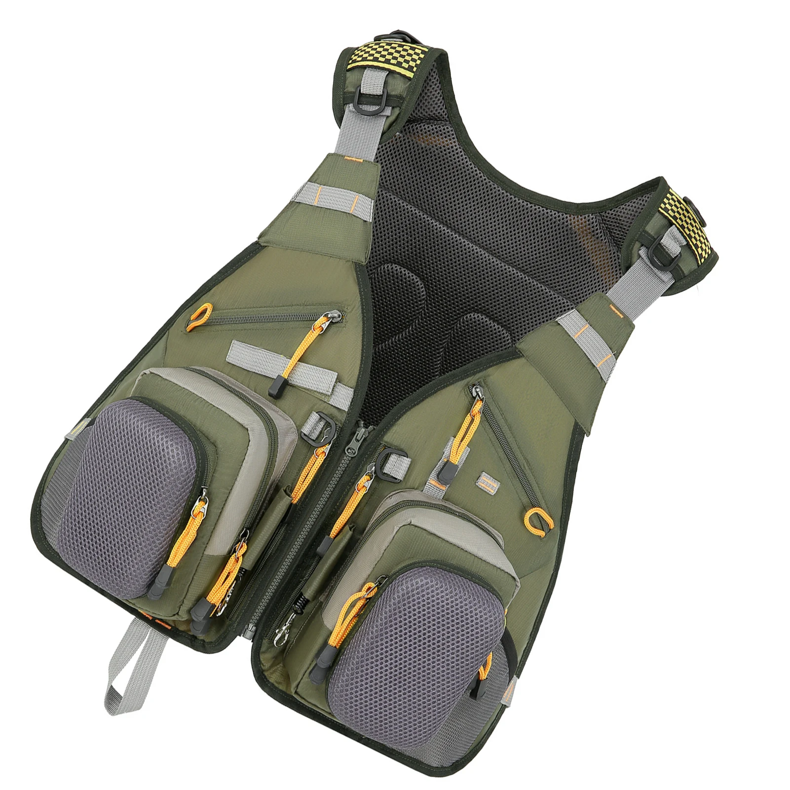 Chaleco de pesca con 16 bolsillos, chaleco organizador de aparejos de pesca ajustable para pesca en arroyo de lago y estanque - imagen 2