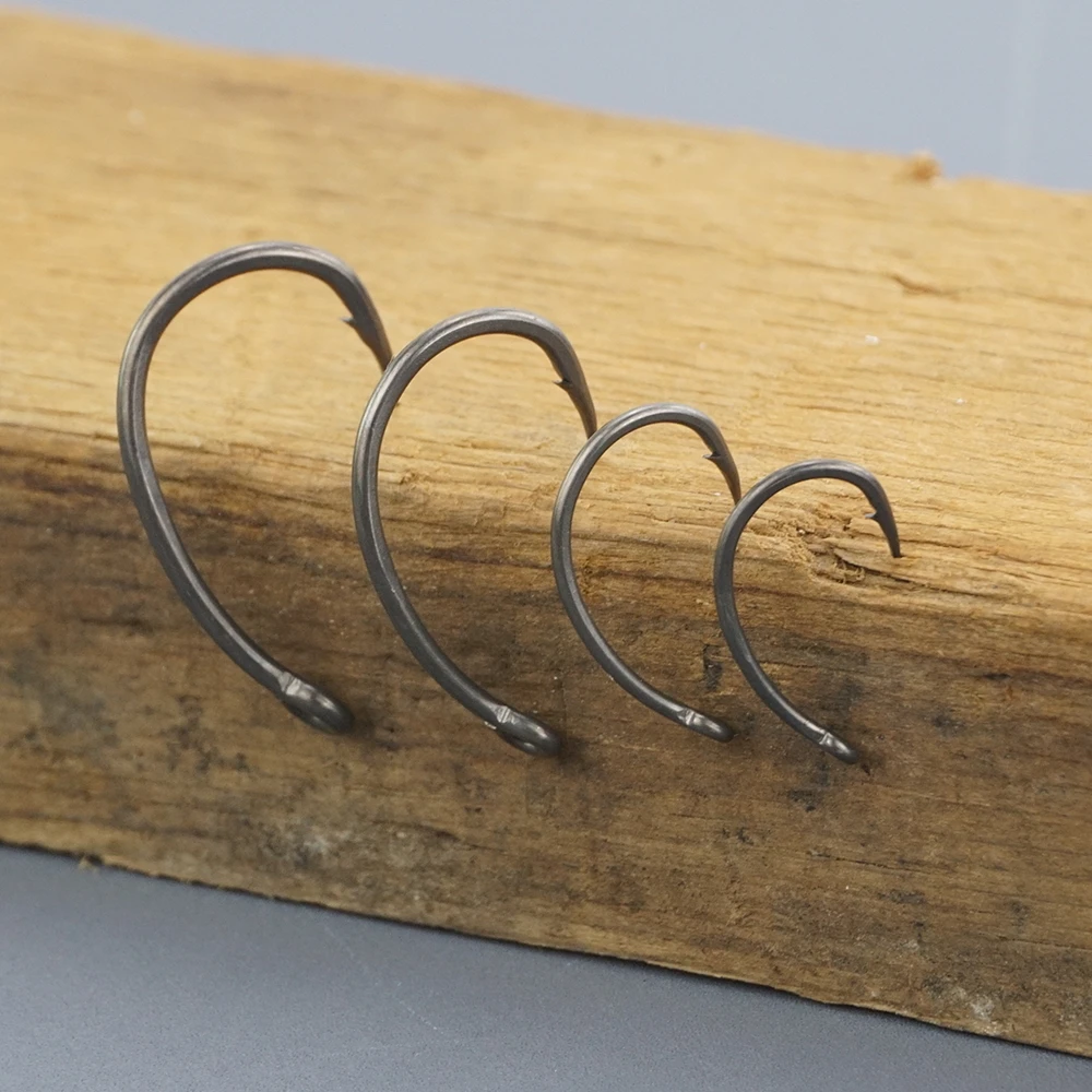 Hirisi-anzuelo con púas de acero inoxidable, 50 piezas, recubierto de PTFE, alto carbono, accesorios de pesca con ojo, 8031 - imagen 5