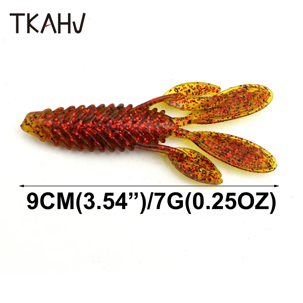 TKAHV-señuelo de pesca Artificial suave, cebo Wobbler Jigging, Lucio, Swimbait giratorio, gambas, 90mm, 10 unids/lote por bolsa - imagen 2