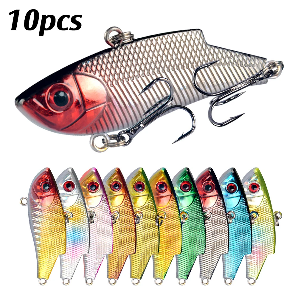 10 Uds VIB señuelo de pesca duro Artificial Vibe sin labios plástico vibración hundimiento cebo vibrador