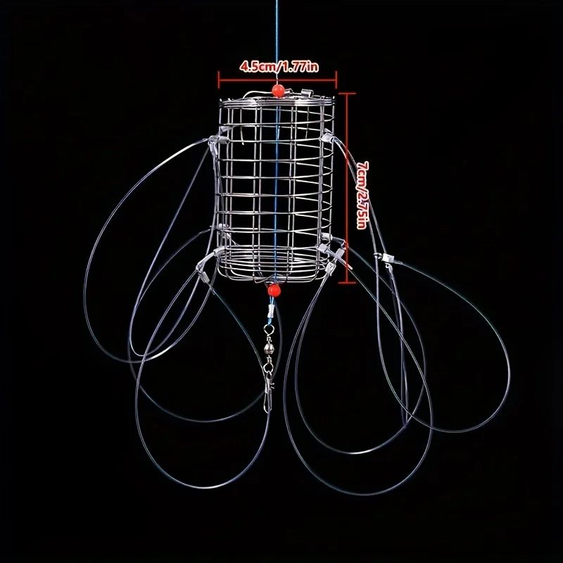 Herramienta de captura, trampa para señuelos, jaula de cebo de acero inoxidable, alimentador de jaula para peces, aparejos de pesca adecuados para cangrejo, langosta, camarones y cangrejos, 1 ud. - imagen 5