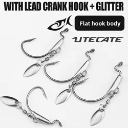 Anzuelo de gusano con espacio Extra ancho, anzuelos de Swimbait ponderados, cabeza de plomo de Metal, anzuelo sin malezas con hoja, anzuelos EWG para pesca en agua dulce