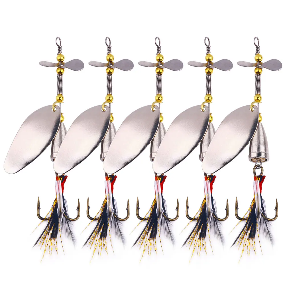 1 unidad/5 uds 9cm 10g cebos giratorios de pesca de lubina plantilla de metal señuelo cebo de pesca Spinner cuchara señuelos aparejos de pesca Zander Walleye pesca - imagen 2